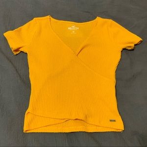 Yellow Hollister criss-cross top